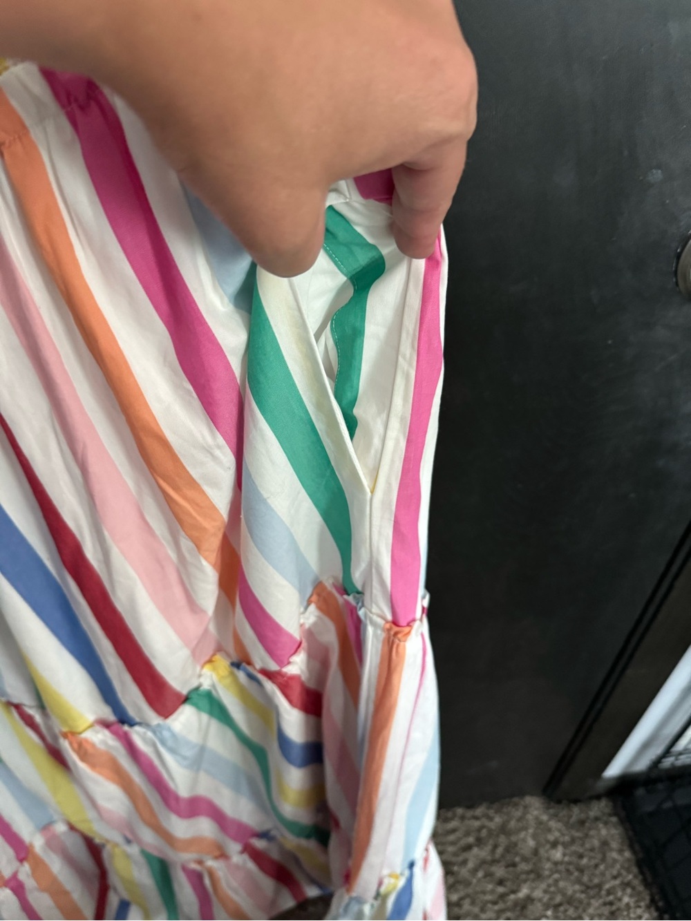Draper James Multicolor Striped Smocked Top - White Base with Rainbow Stripes - Picture 6 of 6
